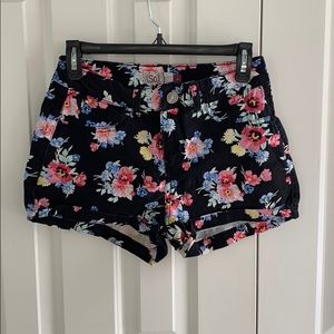 Floral Black Shorts